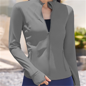 Slim Tracksuit Workout Top Female Training Jackets Zipper Long Sleeve Yoga Sports Coat Item No.JYT7698