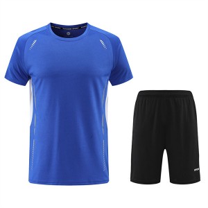 Men’s quick dry short sleeve sports wear fitness set BX11455