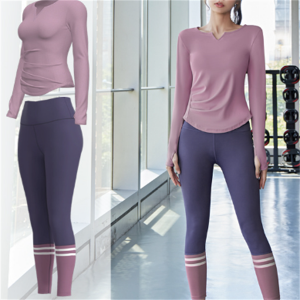 Female Gym Fitness Sports Workout Yoga Clothes Suit Activewear Yoga Set (Shirts+Pants) Item No.TMAD1