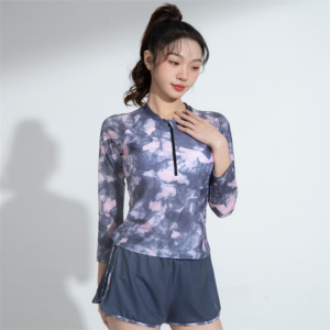 New fashioned style two-piece swimsuit sports style short sleeve shorts sunscreen swimsuit women Item NO.5125