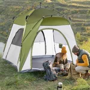 Outdoor camping automatic speed open 4 people aluminum pole tent camp family leisure camping tent spring new Model NO. CP-1006