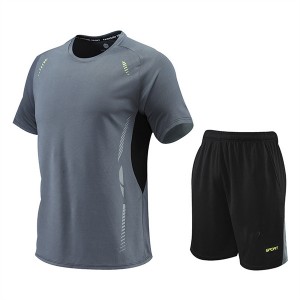 Men’s quick dry short sleeve sports wear fitness set BX11455