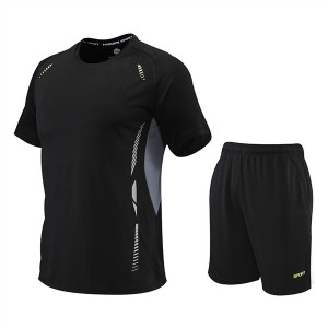 Men’s quick dry short sleeve sports wear fitness set BX11455