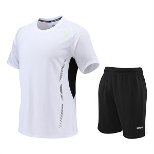 Men’s quick dry short sleeve sports wear fitness set BX11455