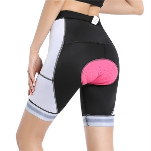 High Quality Custom Sports Fitness Style Solid Color Quick -dry Women’s Thickened silicone foam padded breathable cycling short pants DDWX499