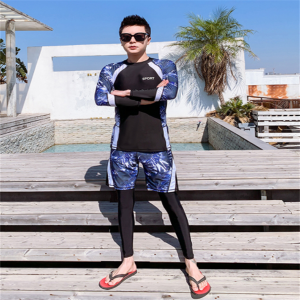 Customized logo men’s swimming suit wetsuit diving suit for sale Long sleeve topes and shorts Item no.2113