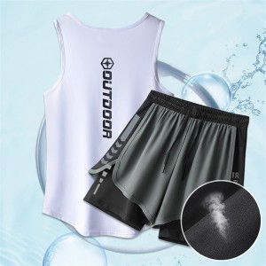 Summer quick Dry ice silk vest and reflective shorts  suit BX11235