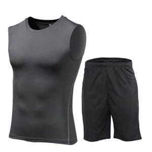 Shorts Fitness suit men’s Quick Drying Breathable sports vest suit BX11568