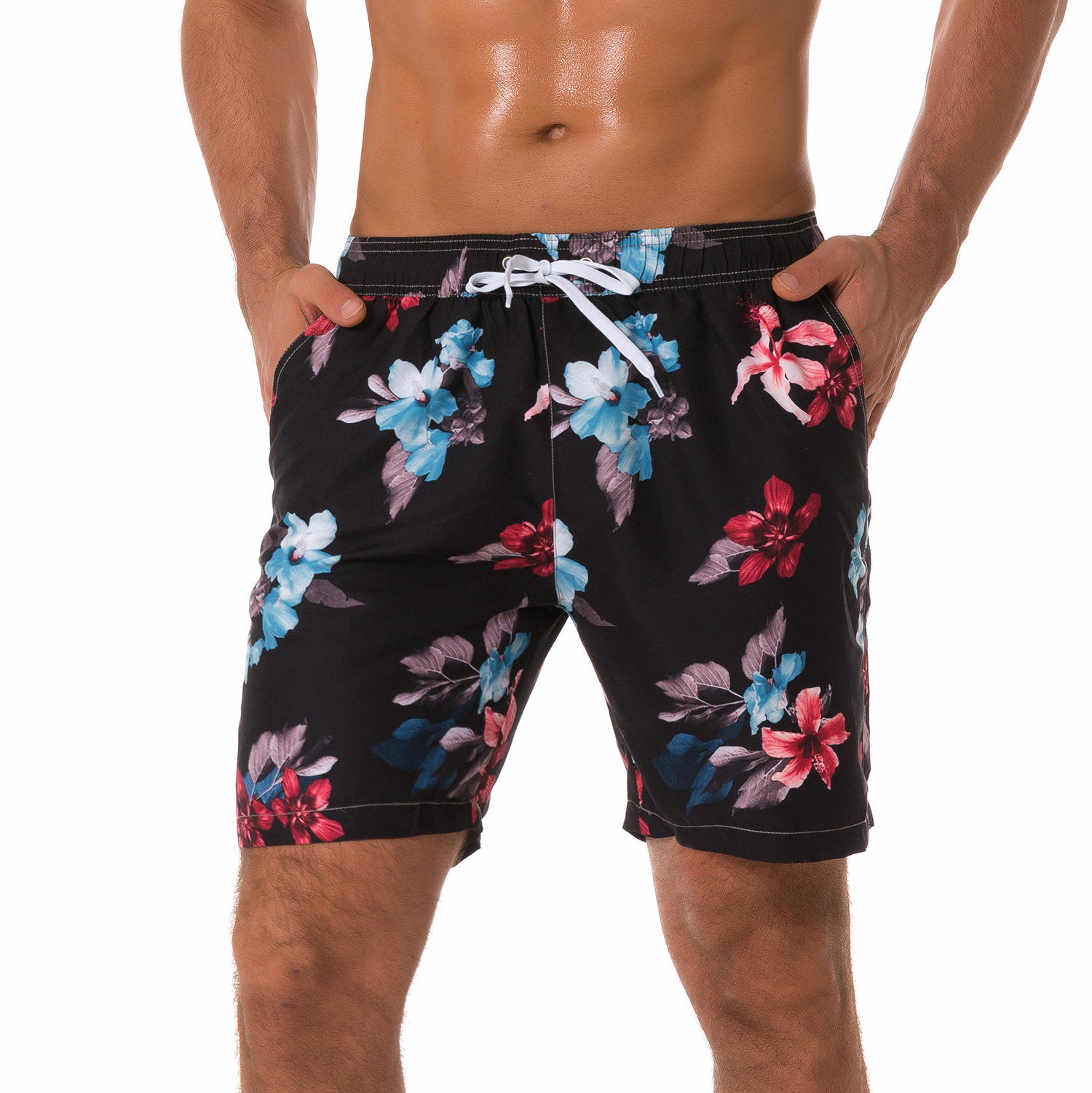 Mens training shorts Explosive water discoloration swimming beach pants male large size temperature discoloration shorts