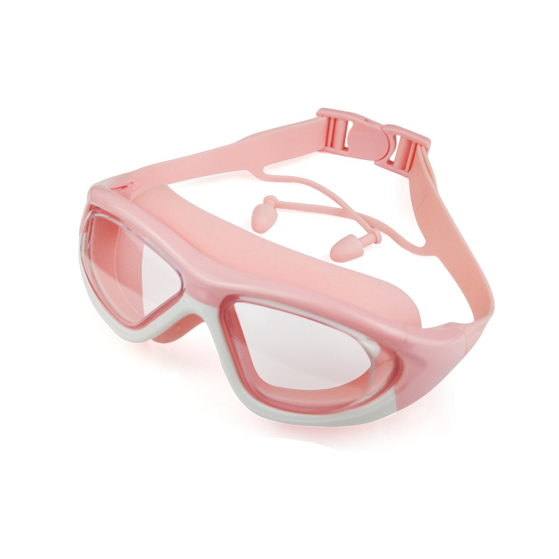 Colorful children's large frame swim glasses HD waterproof anti-fog swimming mirrors silicone straps PC lens wholesale