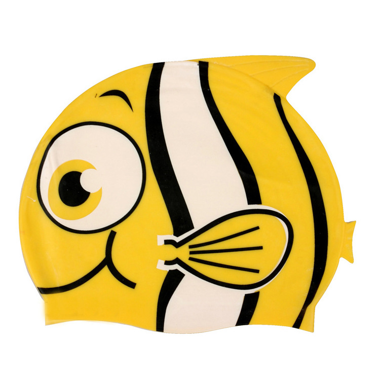 Small fish children's swimming hat boys and girls general small children comfortable cartoon silicone swimming cap manufacturers