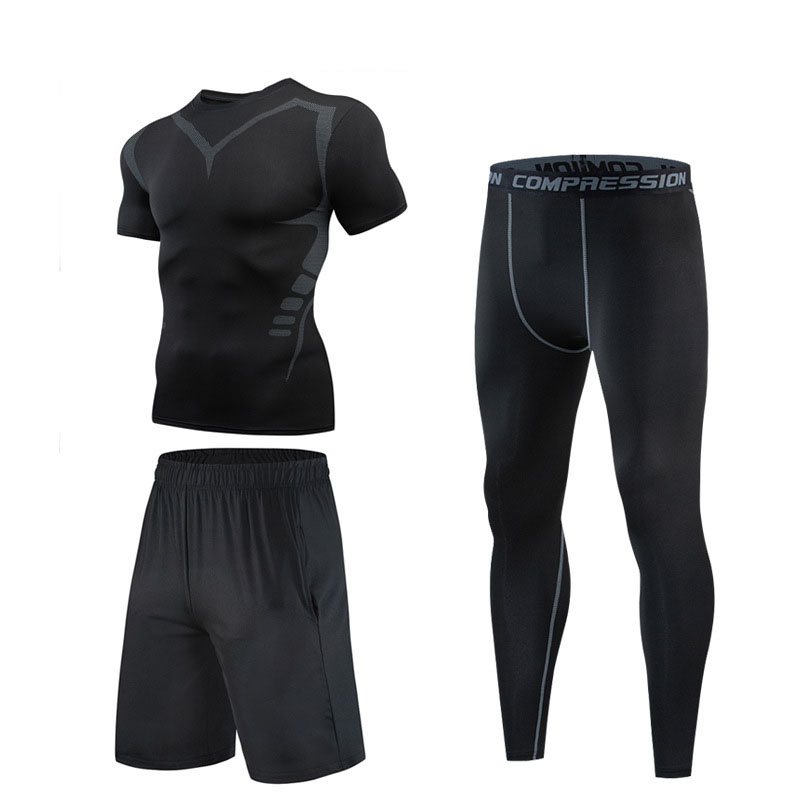 High Quality mens tshirts gym clothing compression man fitness shorts sets