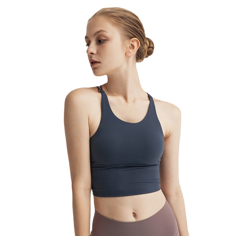 Gym Wear Womens U-neck Hollow Out Push Up Cross Back Sports Bra Crop Yoga Top