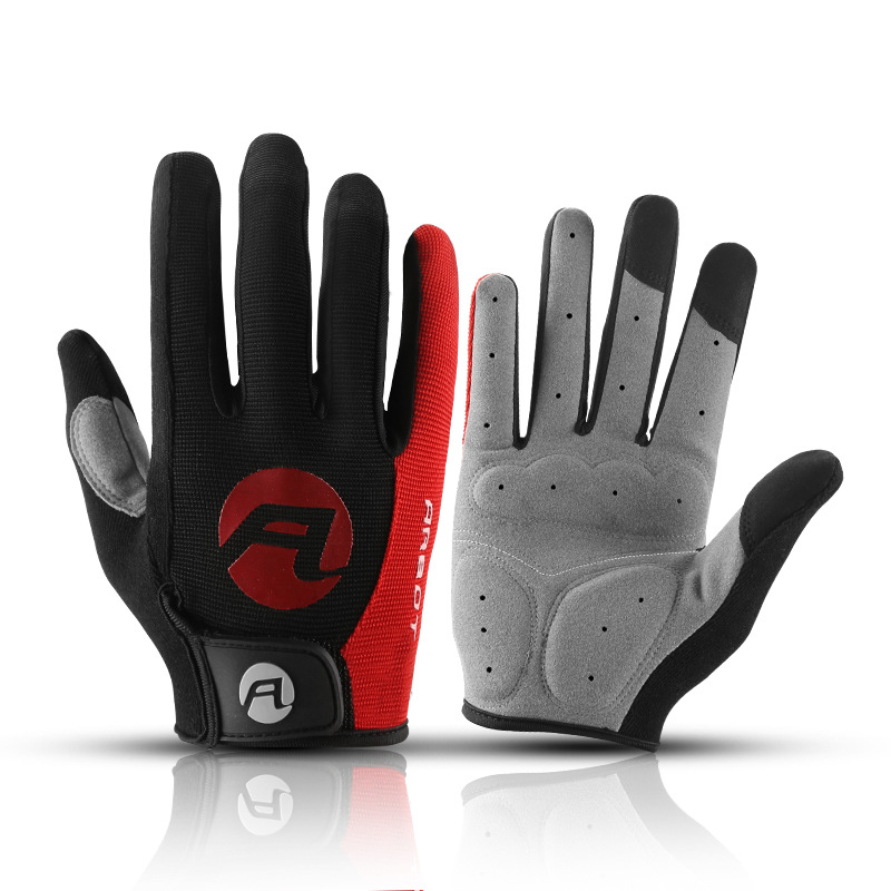 Outdoor sports men and women models fitness non-slip cycling full finger bicycle breathable touch screen gloves wholesale