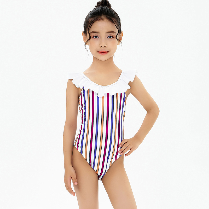 Bathing Suit Non-Sleeve Striped Swimwear Girls Kids and Swimsuits Children  1 piece baby