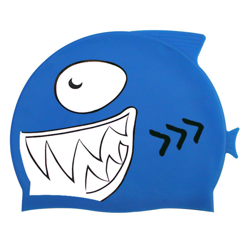 Hot sale for shark shape waterproof silicone swimming cap for kids