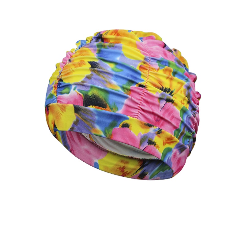 OEM custom logo flowers printed suitable silicone seamless hat silicone swim cap