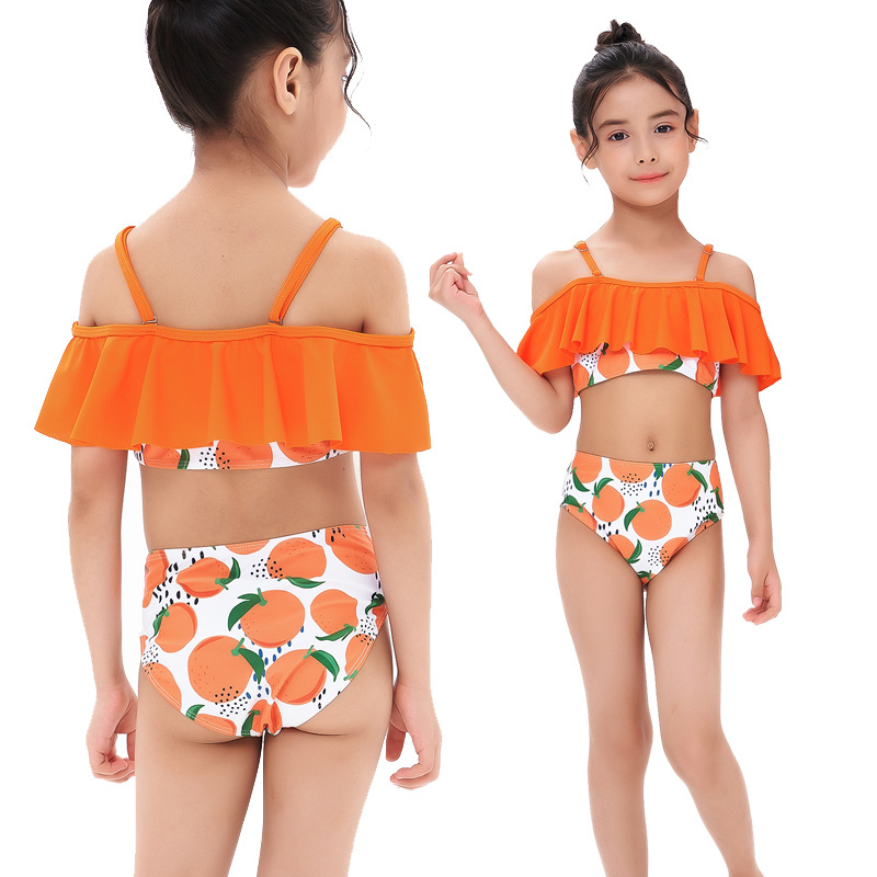 The new children swimsuit girls bikini middle and older children elementary school students split swimsuit set manufacturers