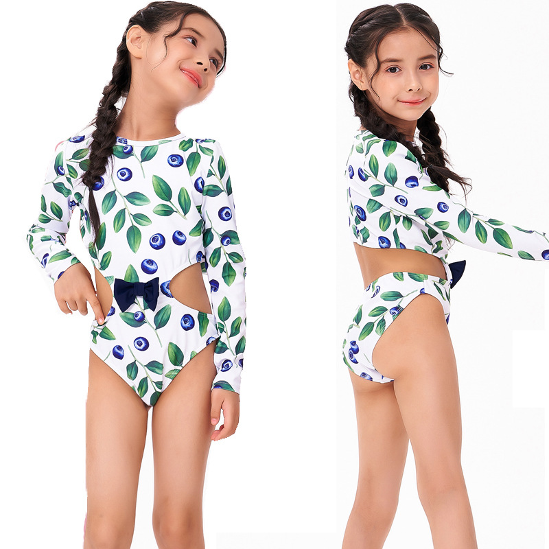 Cheap Colorful Mermaid Kids Mermaid Tail Swimwear Sets Europe America Style Bikini Girl Swimsuit 1 Piece Long Sleeves