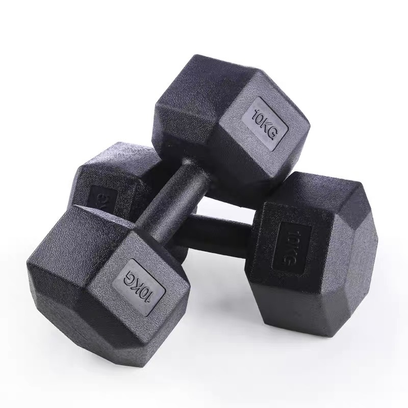 Factory direct supply of hexagonalFacto dumbbells men's home fitness equipment 5KG10KG women's package rubber fixed dumbbell set