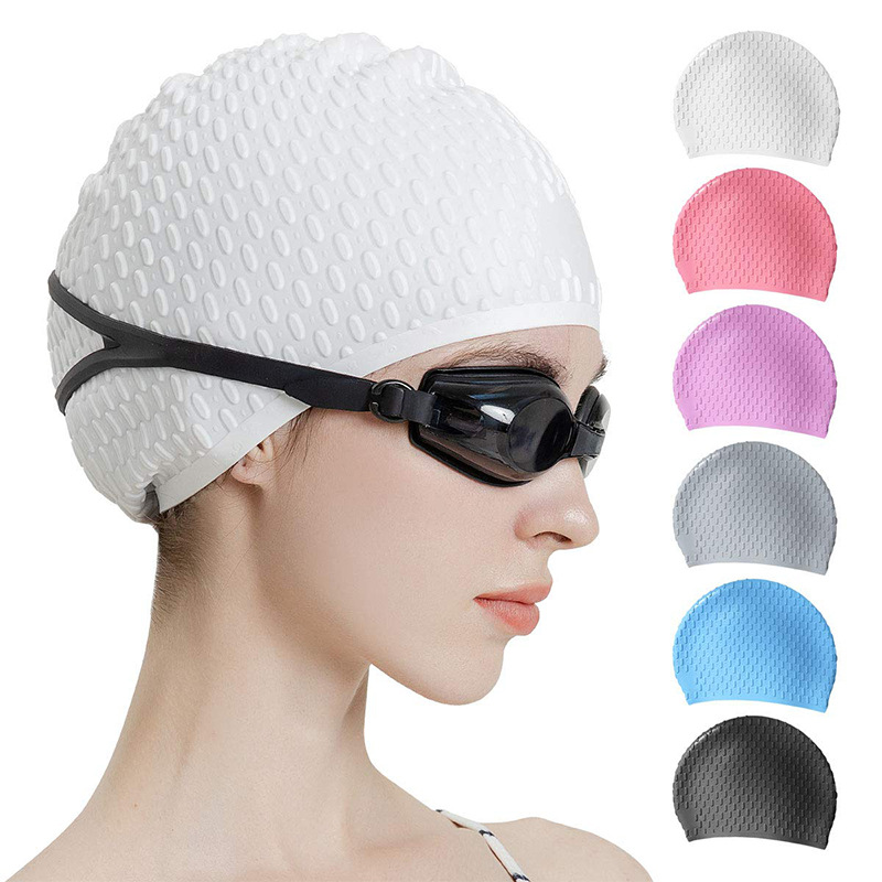 Adult silicone waterproof swimming hat boys and girls universal silicone swim cap increase not to strangle the head swim cap