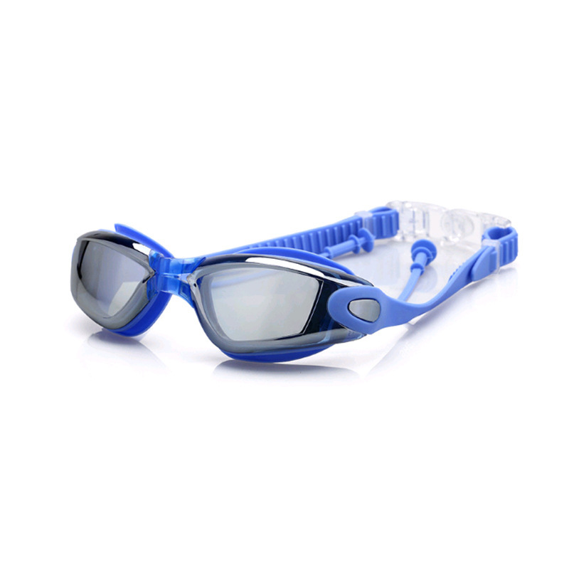 Professional Swimming Glasses with Earplugs Nose Clip Electroplate Waterproof Silicone