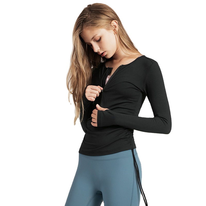 Seamless Solid Color Long Sleeve Crop Tops Gym Shirt Women Sexy Yoga Top