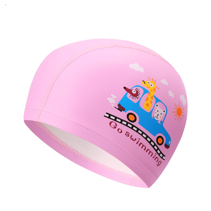 Custom design logo print funny cartoon silicone swim cap for kids boys and girls