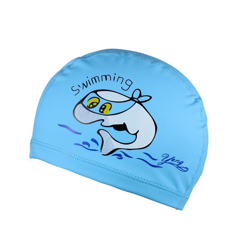 Children waterproof swimming hat boys and girls children do not strangle head cute girls long hair PU cloth swimming ca