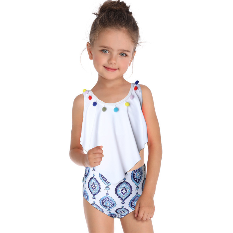 2022 Summer Kids Swimwear 2 piece Color Print Young Girl Bikini Swimsuit For 3-12 Years