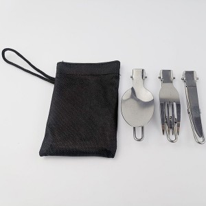 Stainless Steel Outdoor Camping Cutlery Portable Travel Folding Cutlery three-piece set Stainless Steel folding knife, fork and spoon combination Model NO. CP-698