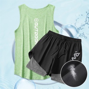 Summer quick Dry ice silk vest and reflective shorts  suit BX11235