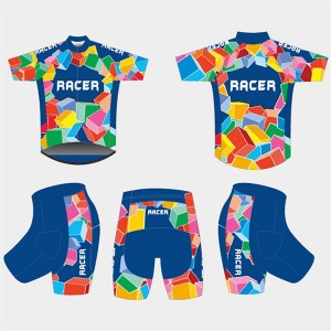 High Quality Custom Sports Fitness Style Solid Color Kids cycling suit(short top+ pants) DDWX500