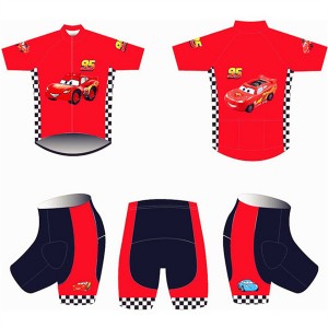 High Quality Custom Sports Fitness Style Solid Color Kids cycling suit(short top+ pants) DDWX500